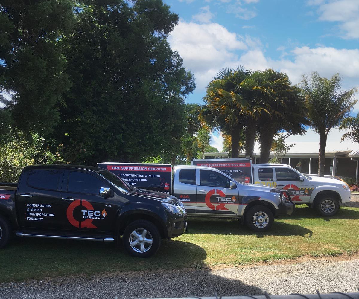 Qtech Fire Services Trucks used for the supply of high-quality fire suppression equipment.